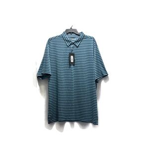 Roundtree & Yorke Performance Big Man Blue Steel Striped Golf Polo Shirt